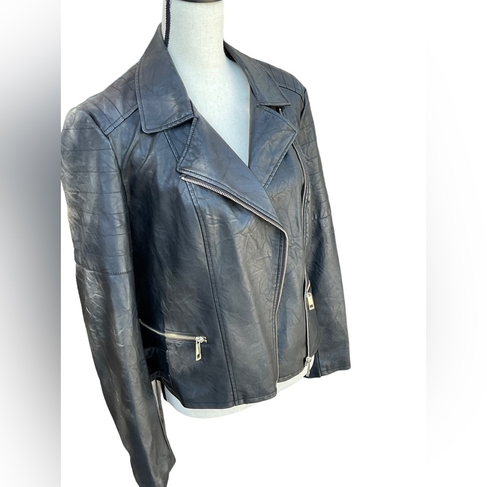 a.n.a. Faux Leather Motorcycle Jacket Size L - Picture 9 of 14